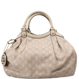 Gucci 211944 Sukey GG Leather Medium Cream Bag