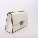 Gucci 409486 Padlock GG Leather Shoulder Medium White Bag