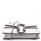 Gucci 476432 Dionysus Metallic Leather Super Mini Silver Bag