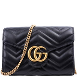 Gucci 474575 Marmont Chain Wallet Black Bag