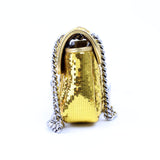 Gucci 443497 Marmont Shoulder Small Flap Sequin Gold Bag