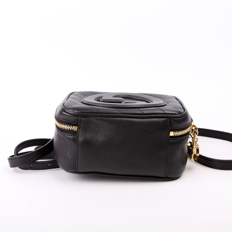 Gucci 744434 Blondie Leather Top Handle Black Bag