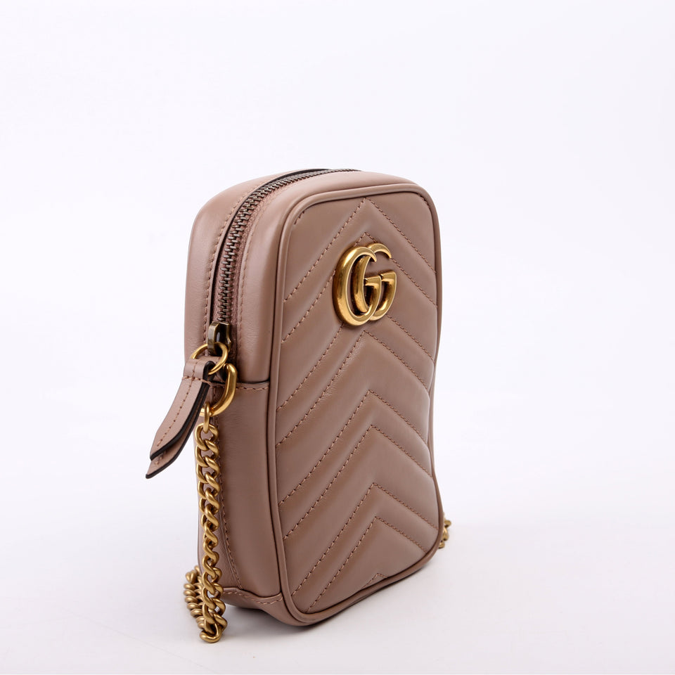 Gucci 598597 GG Marmont Mini Nude Bag