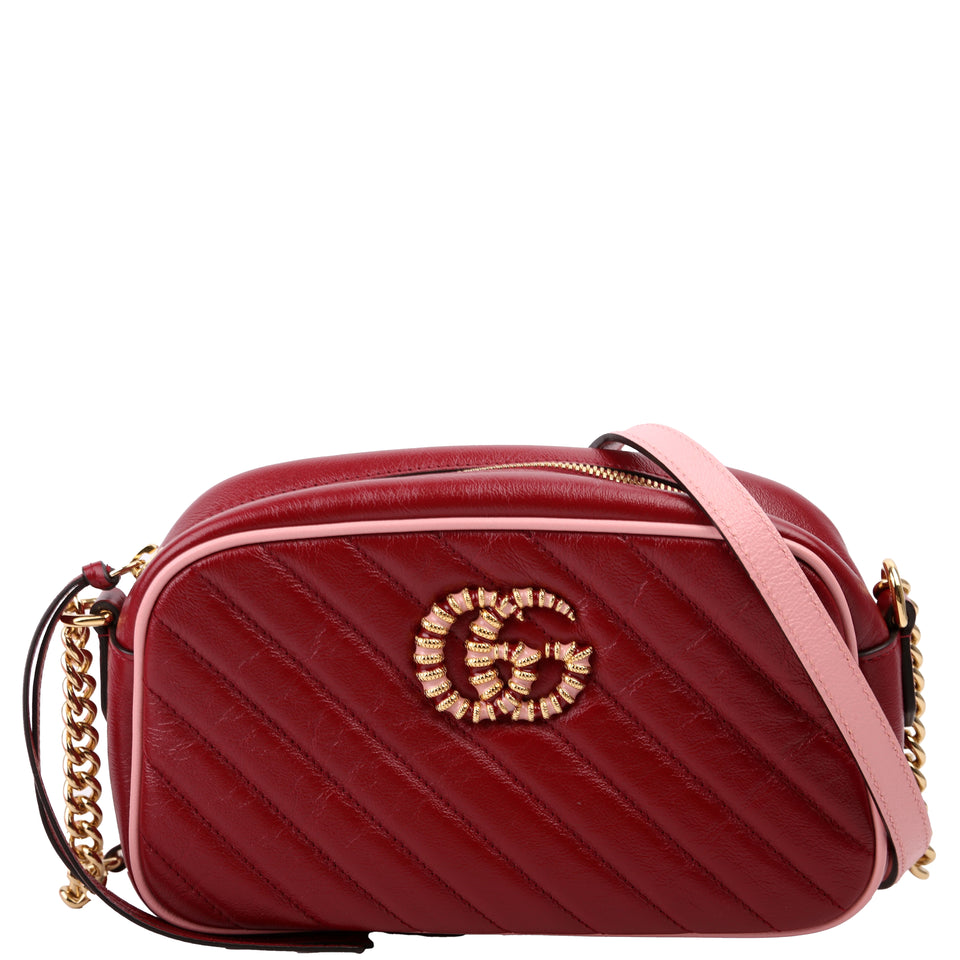 Gucci 447632 Marmont Torchon Small Leather Camera Red/Pink Bag