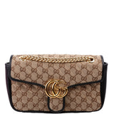 Gucci 443497 Marmont GG Canvas Shoulder Small Flap Brown/Black Bag