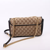 Gucci 443497 Marmont GG Canvas Shoulder Small Flap Brown/Black Bag