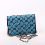 Gucci 474575 Marmont Chain Wallet Blue Bag