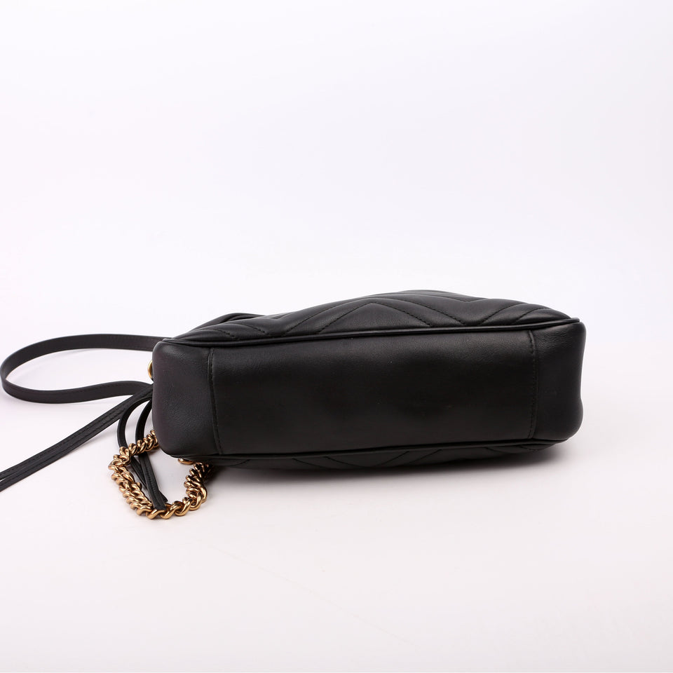 Gucci 443499 GG Marmont Medium Chain Black Bag