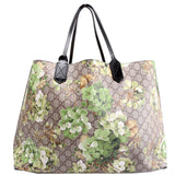 Gucci 368568 GG Blooms Reverse Medium Tote Beige/Green/Black Bag