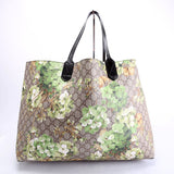 Gucci 368568 GG Blooms Reverse Medium Tote Beige/Green/Black Bag
