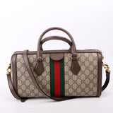 Gucci 524532 GG Supreme Ophidia Boston Medium Brown Bag