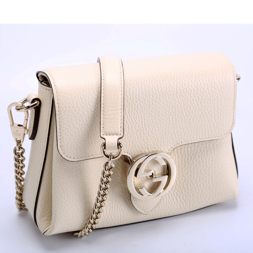 Gucci 607720 Interlock Small Crossbody Cream Bag