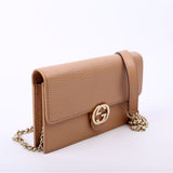 Gucci 615523 Interlocking GG WOC Calfskin Tan Bag