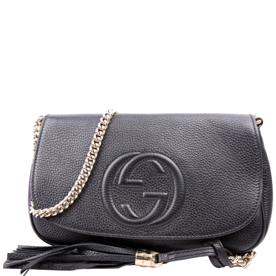 Gucci 336752 Soho Chain Crossbody Medium Black Bag