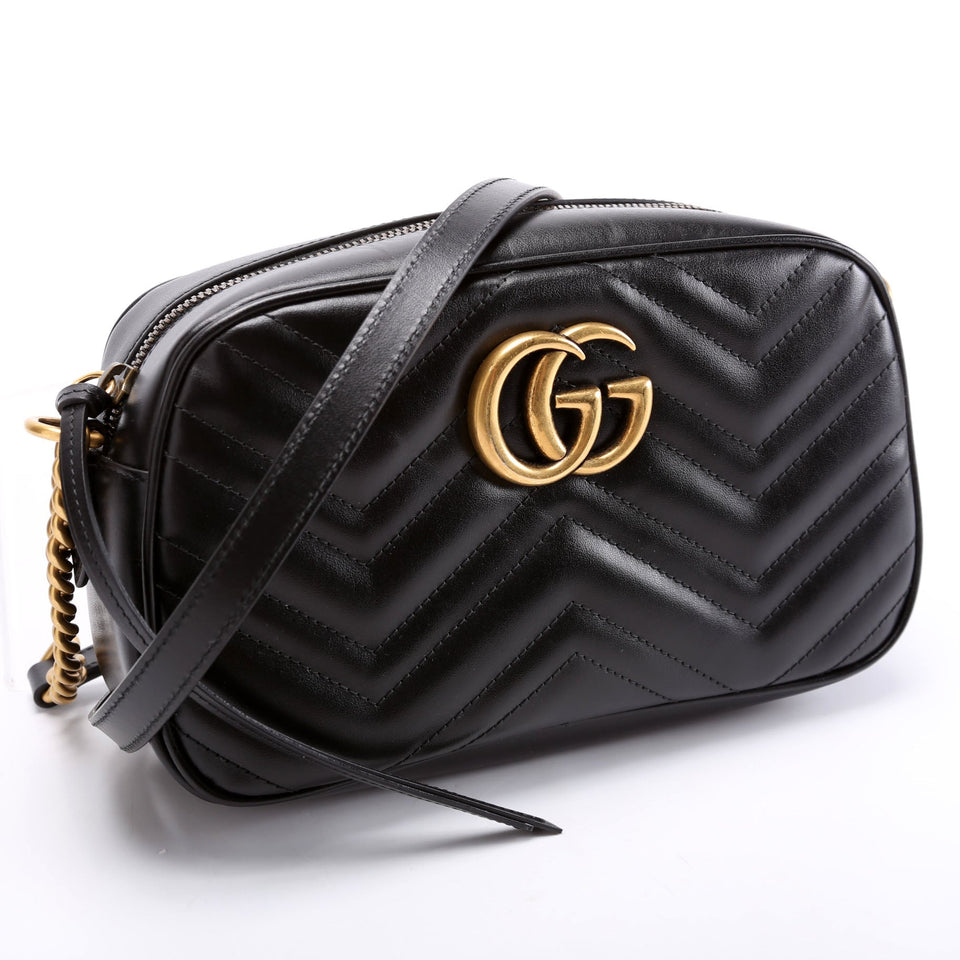 Gucci 447632 Marmont Small Leather Camera Black Bag