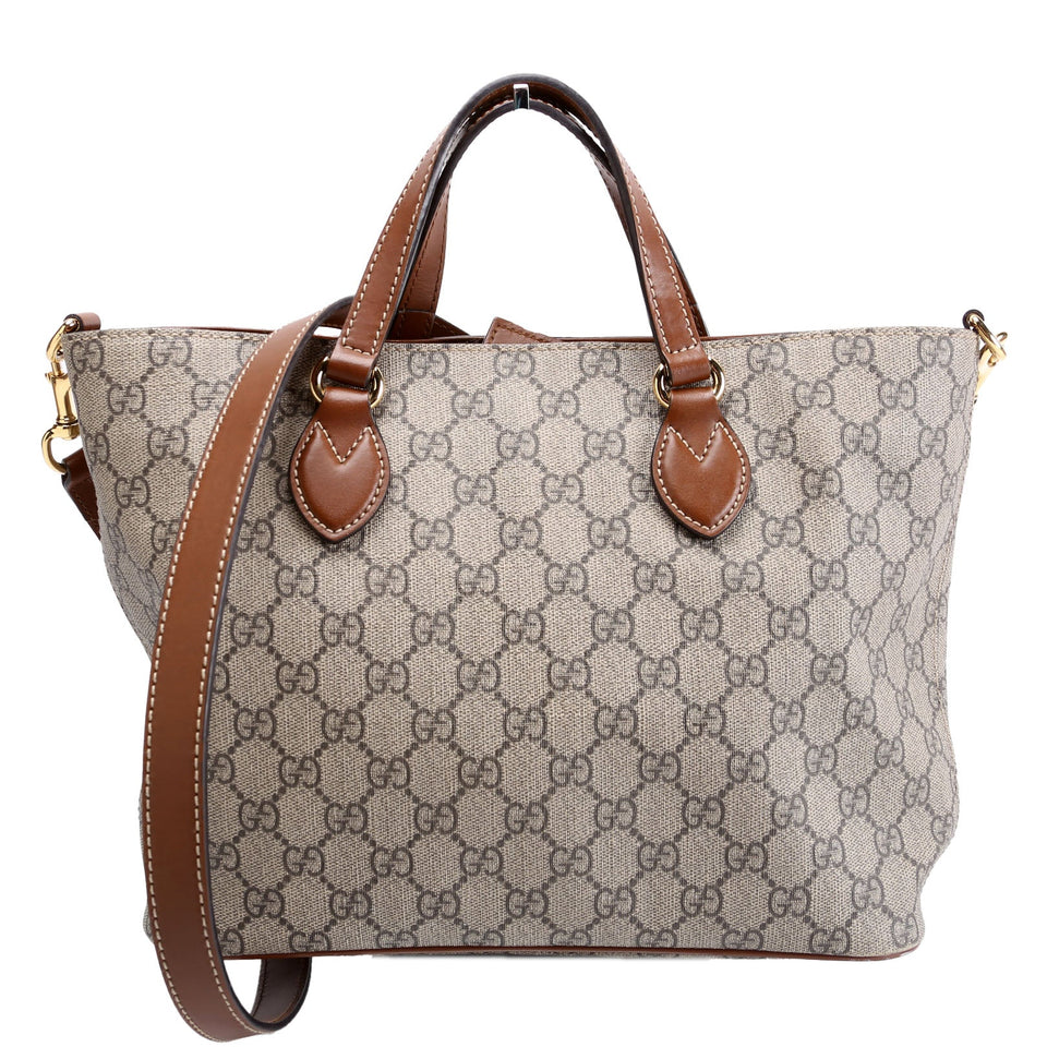 Gucci 473887 GG Supreme Small Tote Brown Bag