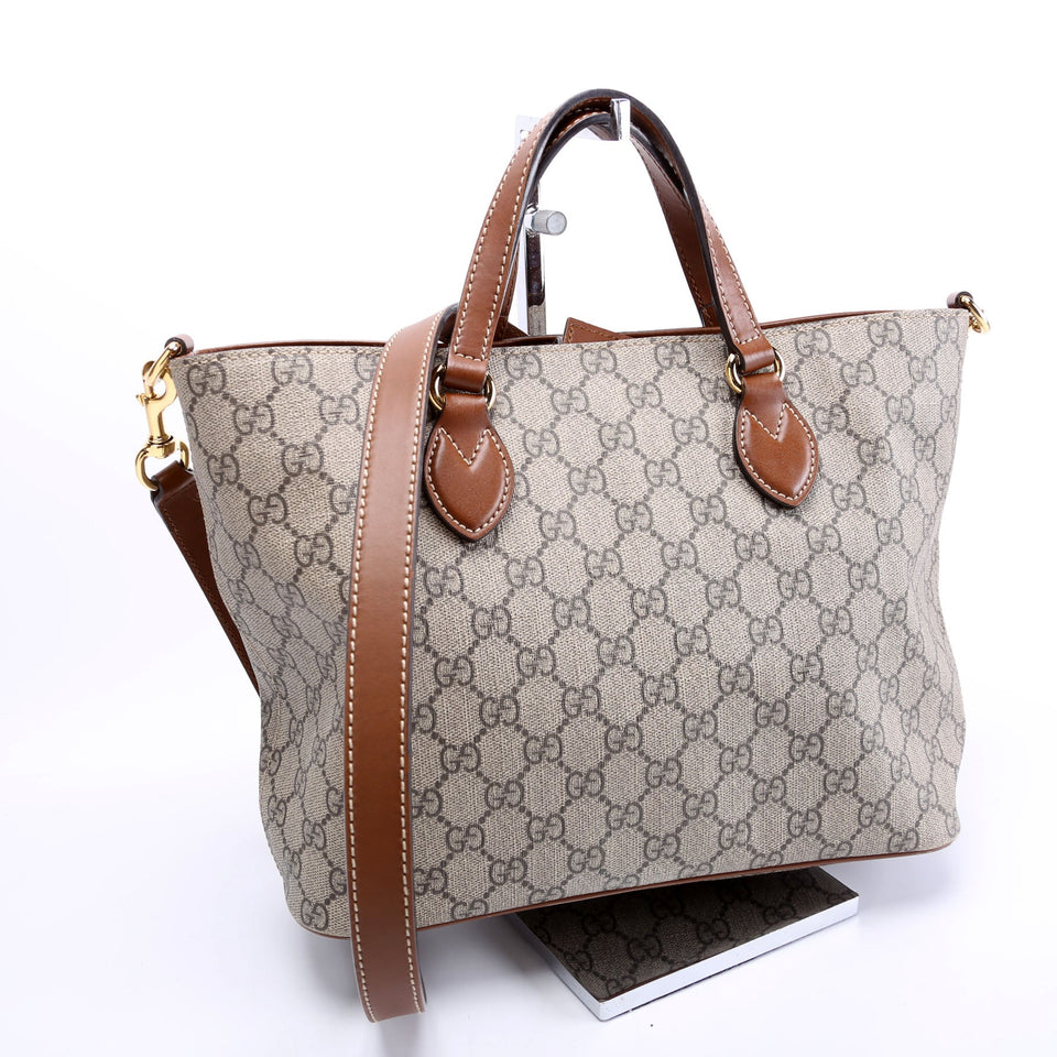Gucci 473887 GG Supreme Small Tote Brown Bag