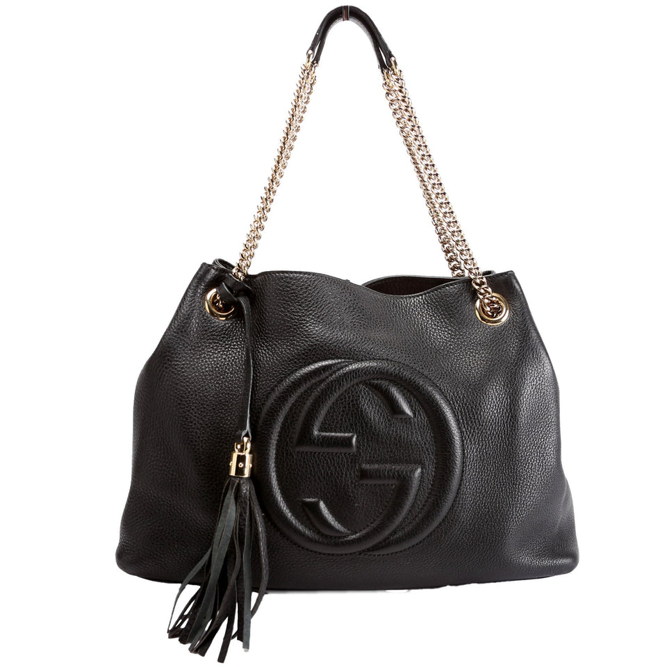 Gucci 308982 Soho Leather Shoulder Medium Black Bag