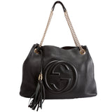 Gucci 308982 Soho Leather Shoulder Medium Black Bag