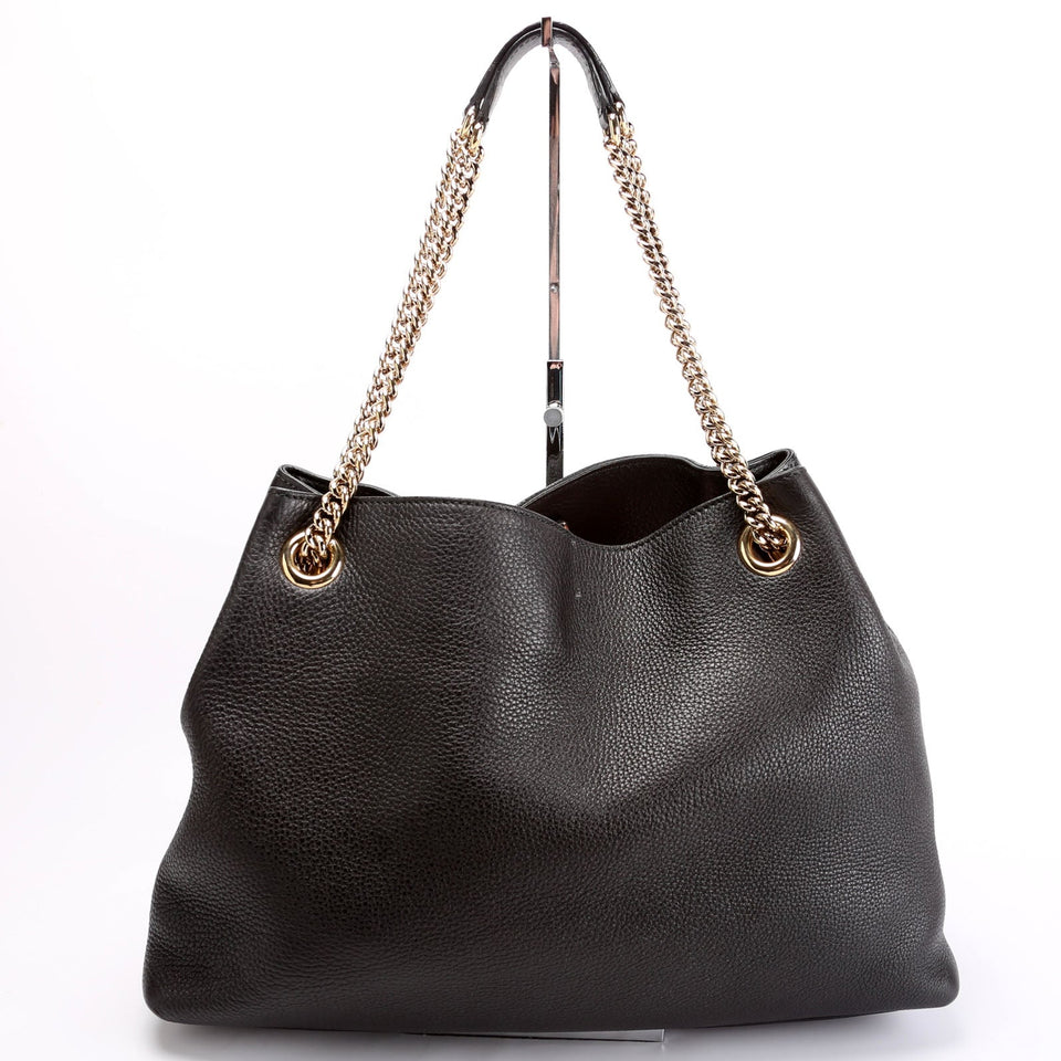 Gucci 308982 Soho Leather Shoulder Medium Black Bag