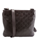 Gucci 201538 GG Leather Flat Messenger Brown Bag