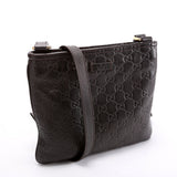 Gucci 201538 GG Leather Flat Messenger Brown Bag