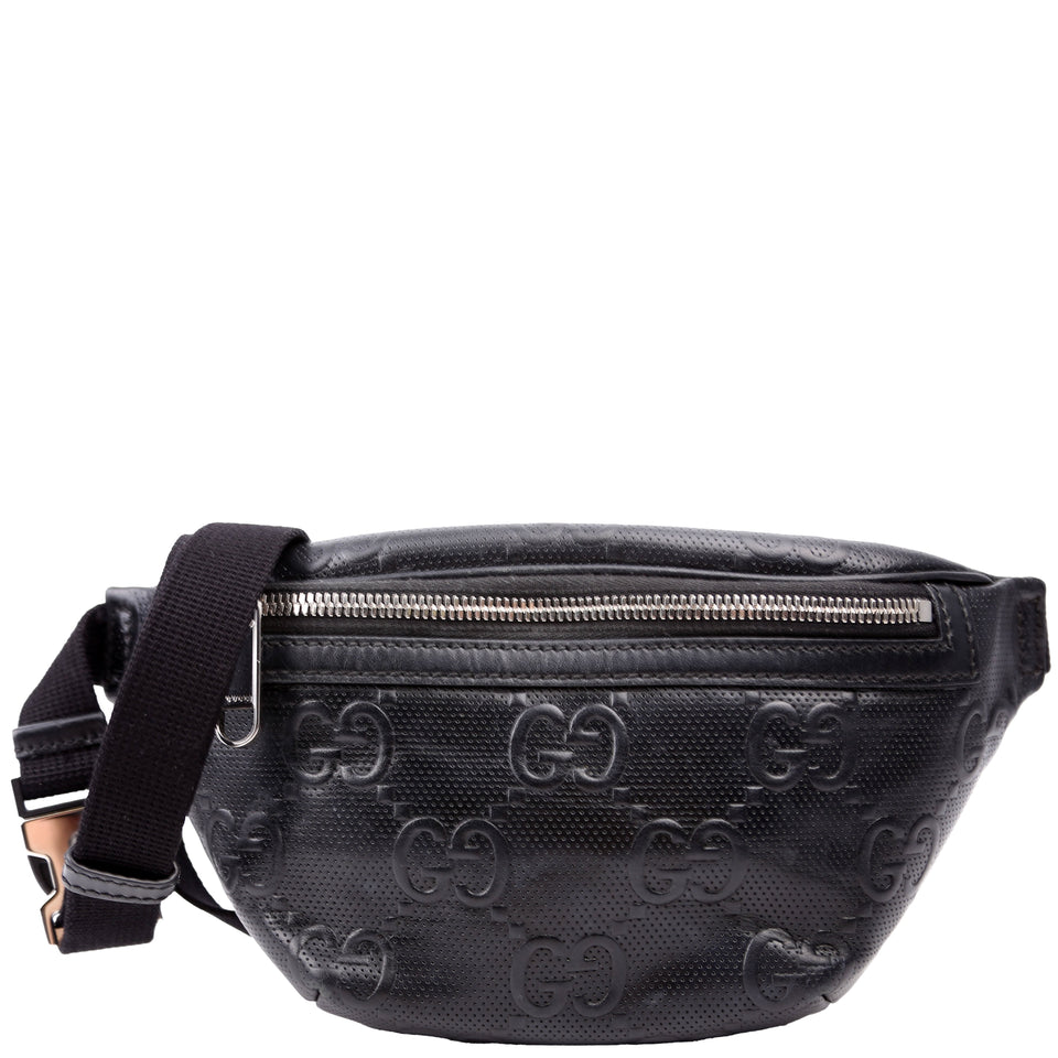 Gucci 658582 GG Embossed Belt Black Bag