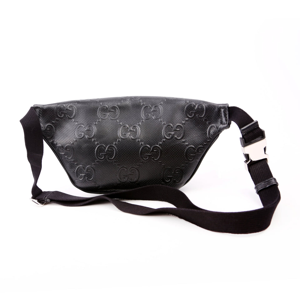 Gucci 658582 GG Embossed Belt Black Bag