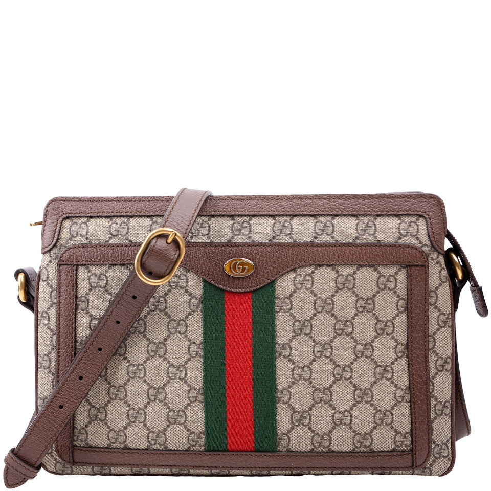 Gucci 523354 GG Supreme Ophidia Medium Shoulder Brown Bag