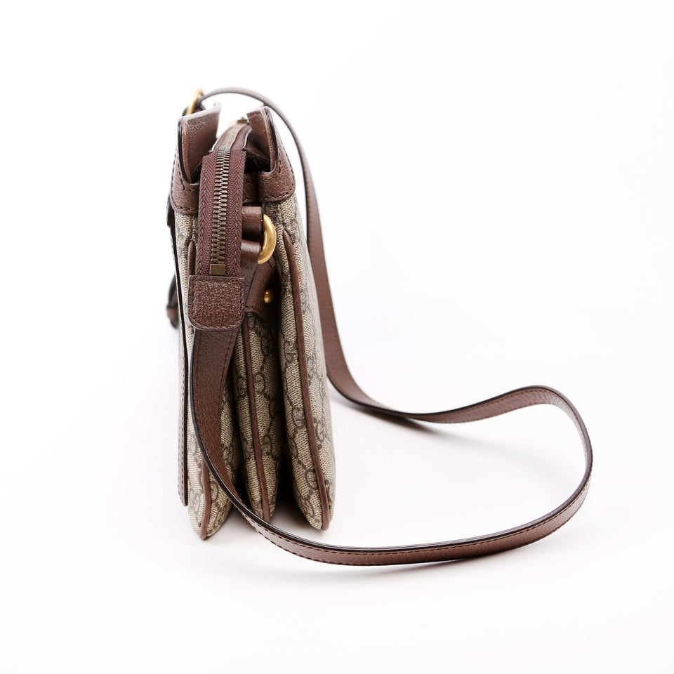 Gucci 523354 GG Supreme Ophidia Medium Shoulder Brown Bag
