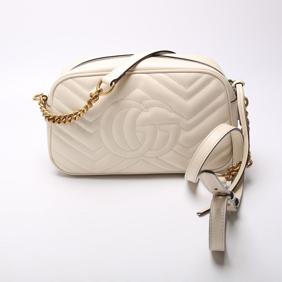 Gucci 447632 Marmont Small Leather Camera White Bag