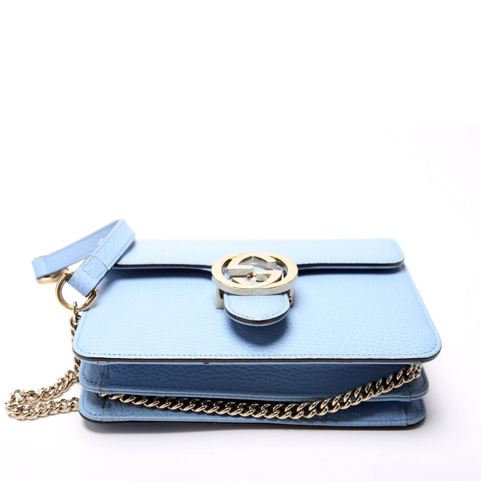 Gucci 510304 Interlocking Small Crossbody Light Blue Bag