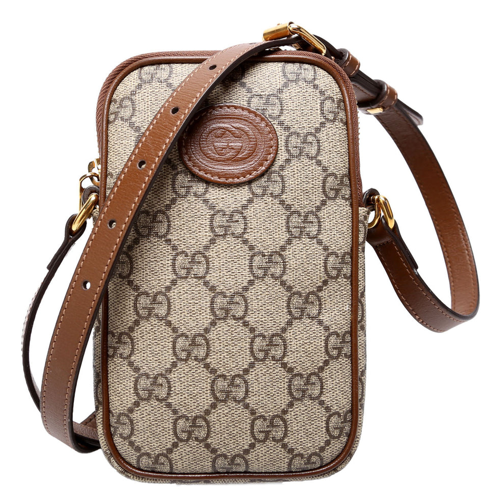 Gucci 700959 GG Supreme Interlocking Phone Pouch Bag