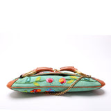 Gucci X Tom Ford Horsebit Embroidered Chain Clutch 123218 Teal/Multicolor Bag