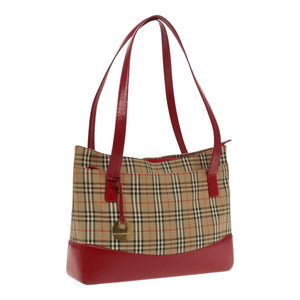 Burberry Nova Check Red Canvas Tote Bag ( )