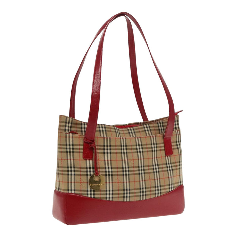 Burberry Nova Check Red Canvas Tote Bag ( )