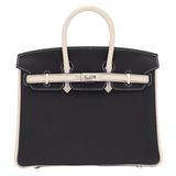 Hermes25cm Birkin HSS Black/ Craie Togo Leather Brushed Palladium Hardware