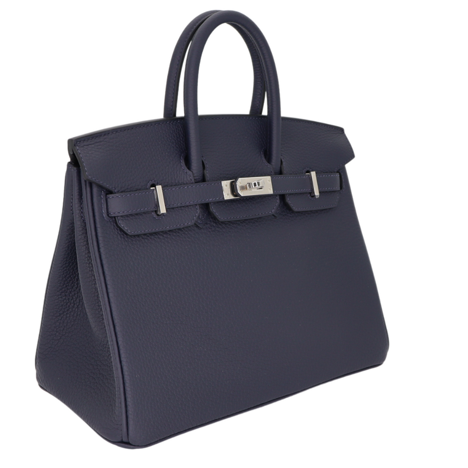 Hermes25cm Birkin Bleu Nuit Togo Leather Palladium Hardware