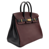 Hermes25cm Birkin HSS Bordeaux/ Black Chèvre Gold Hardware
