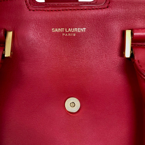 Saint Laurent- Petit Cabas Shoulder Bag Wine Red Gold Metal Fittings