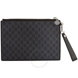 Gucci Night Courrier Large Wrist Pouch GG Supreme Canvas Clutch- Black-Grey