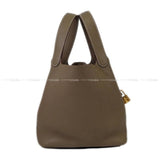 Hermes Handbag Picotin Lock 22 MM Etoupe Taurillon Clemence Gold HW Stamp