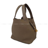 Hermes Handbag Picotin Lock 22 MM Etoupe Taurillon Clemence Gold HW Stamp