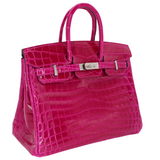 Hermes25cm Birkin Rose Scheherazade Shiny Niloticus Crocodile Palladium Hardware