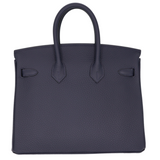 Hermes25cm Birkin Bleu Nuit Togo Leather Palladium Hardware