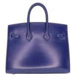 Hermes25cm Birkin Sellier Bleu Saphir Box Calf Leather Palladium Hardware