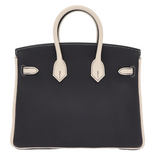 Hermes25cm Birkin HSS Black/ Craie Togo Leather Brushed Palladium Hardware