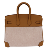 Hermes25cm Birkin Biscuit Toile/ Swift Leather Palladium Hardware