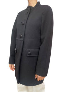 Prada Black Wool Button Coat - 42 / US 6