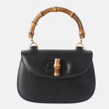 Gucci Bamboo Top Handle Bag Leather Medium Black